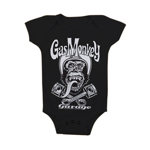 Baby Body Tutina KID Bambino Gas Monkey Garage GMG Biker Monkey Black - Kustom & American Brands