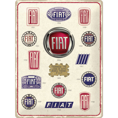 Cartello FIAT Logo Evolution 30x40cm - Nostalgic Motor Art Merchandize