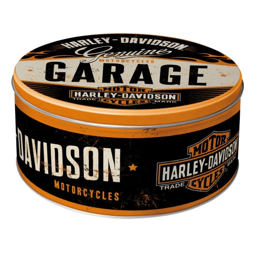 Scatola Tonda in Metallo Harley Davidson Garage diam.21 x h9,5 - Nostalgic Motor Art Merchandize