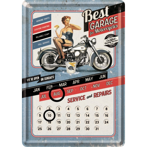 Cartolina Calendario in Metallo Best Garage 10x14- Nostalgic Motor Art Merchandize