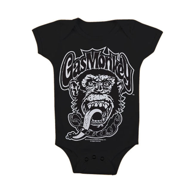 Baby Body Tutina KID Bambino Gas Monkey Garage GMG Logo Black - Kustom & American Brands