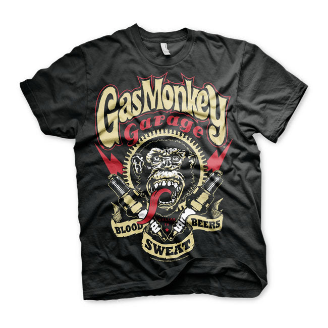 T-shirt Gas Monkey Garage GMG Spark Plugs Black Nera - Kustom & American Brands
