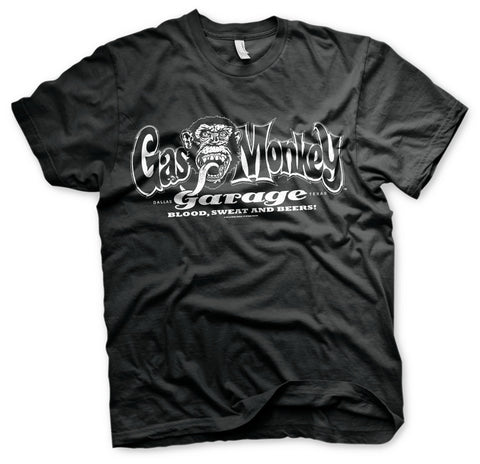 T-shirt Gas Monkey Garage GMG White Logo Black - Kustom & American Brands