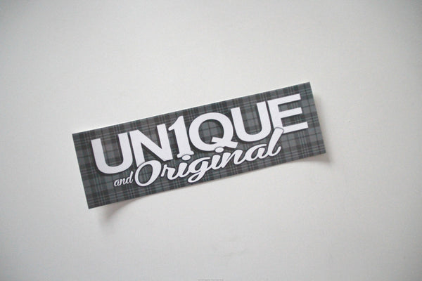 Adesivo Sticker "UN1QUE and Original" Tartan - Peace and Low Petrolhead Clothing