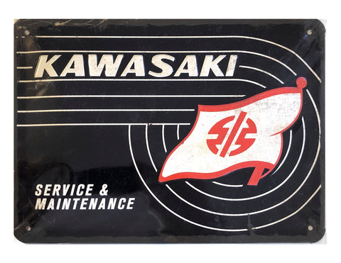 Cartello Kawasaki Service 15x20 - Nostalgic Motor Art Merchandize