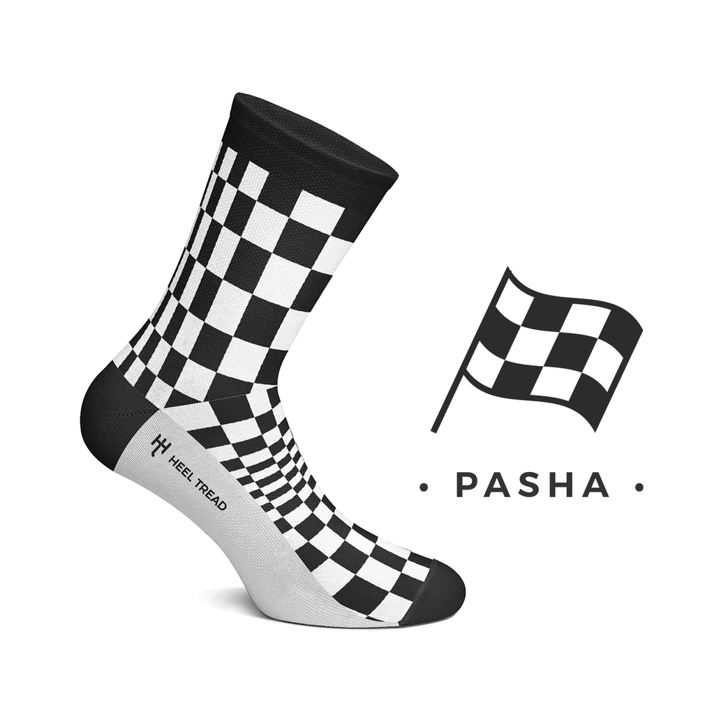 Calze Pasha Black/White Bandiera Scacchi Nero/Bianco - Heel Tread