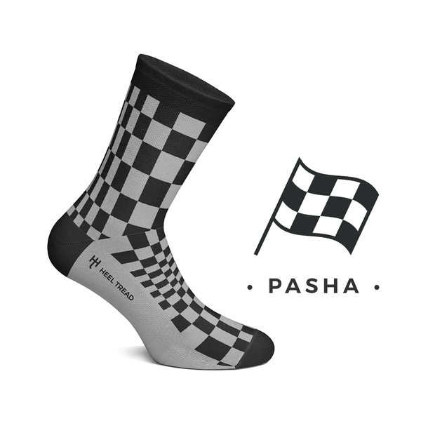 Calze Pasha Black/Grey Bandiera Scacchi Nero/Grigio - Heel Tread
