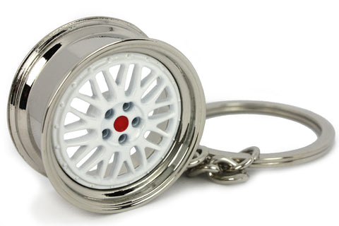 Cerchio Wheel BBS LM White Bianco Portachiavi Keyrings - Car Keychains