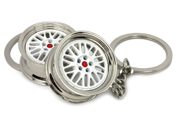 Cerchio Wheel BBS LM White Bianco Portachiavi Keyrings - Car Keychains
