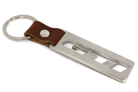Stainless Steel + leather strap GTI Portachiavi Keyrings - Car Keychains
