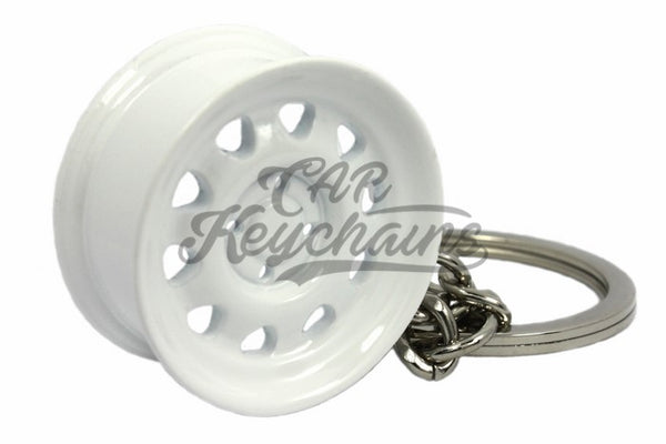 Cerchio Wheel Wide Steel Bianco White Portachiavi Keyrings - Car Keychains