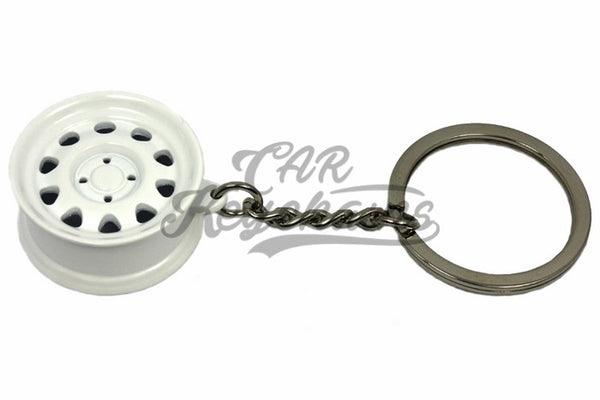 Cerchio Wheel Wide Steel Bianco White Portachiavi Keyrings - Car Keychains