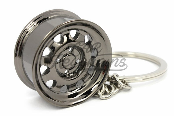 Cerchio Wheel Wide Steel Nero Cromo Black Chrome Portachiavi Keyrings - Car Keychains