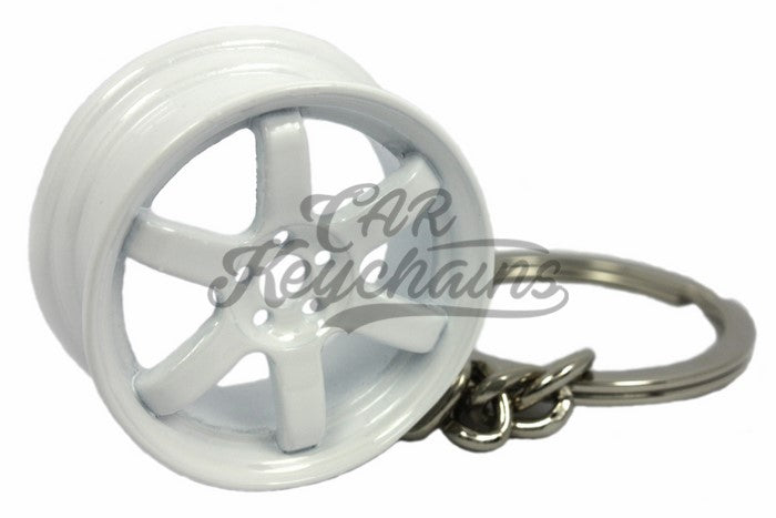 Cerchio Wheel TE37 White Bianco Portachiavi Keyrings - Car Keychains