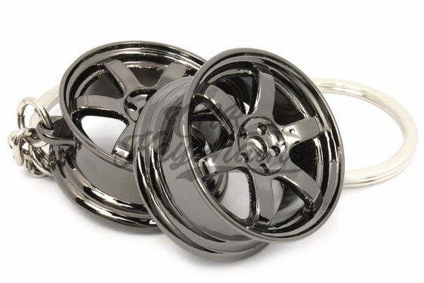 Cerchio Wheel TE37 Black Chrome Nero Cromo Portachiavi Keyrings - Car Keychains